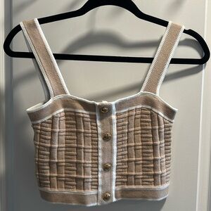 Cropped taupe/white top